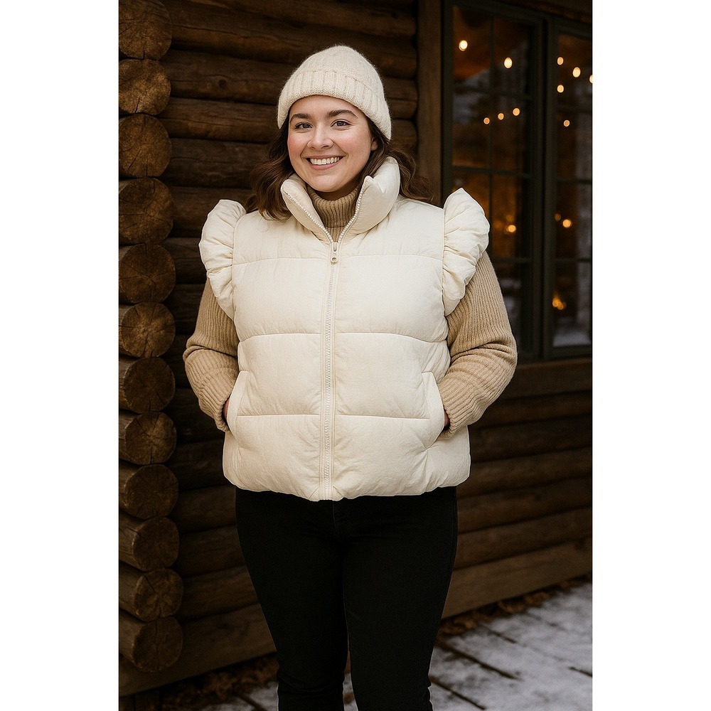 Women's Cream Puffer Vest
